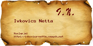 Ivkovics Netta névjegykártya